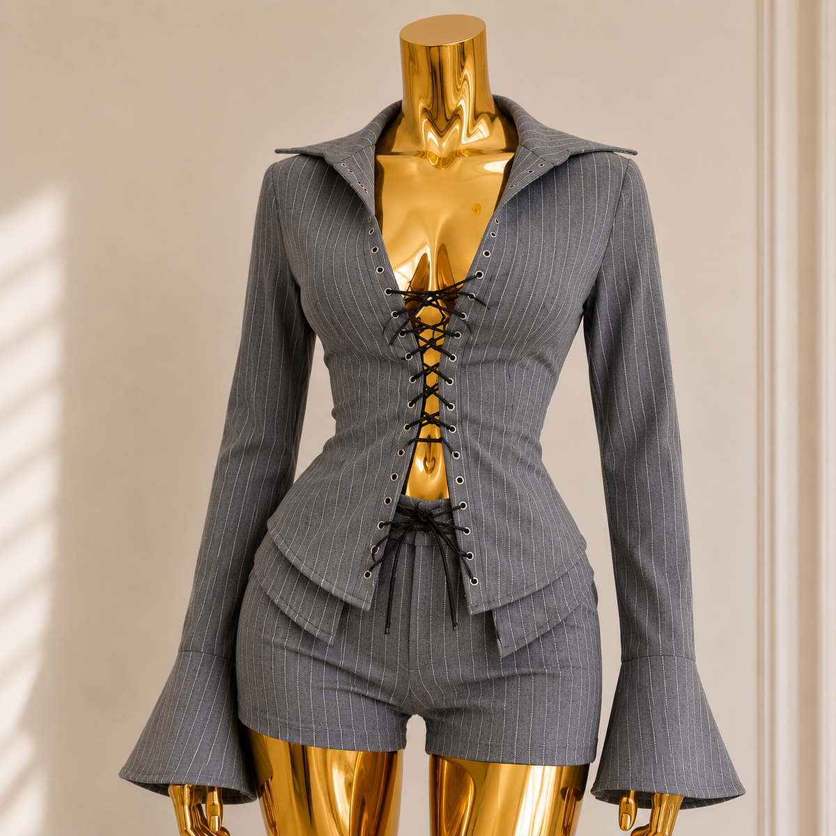 Executive Muse - Long-Sleeve Shirt & Shorts Set